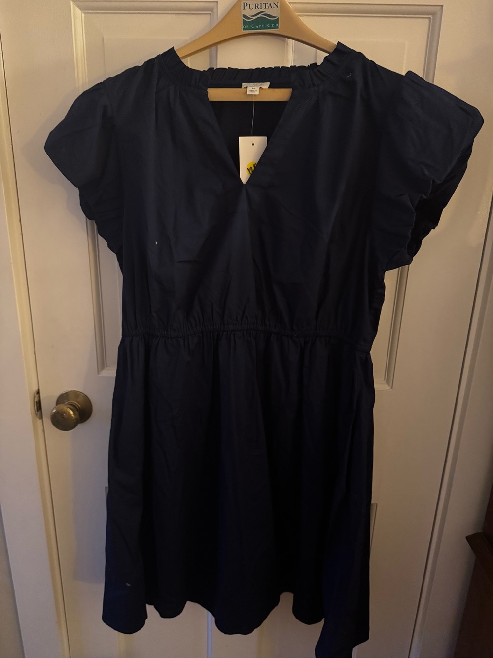 J. Crew Navy Short-Sleeve V-Neck Mini Dress
